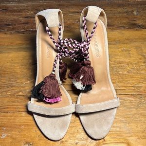 ULLA JOHNSON Braided Ankle Strap Heel w/ Tassels in 39